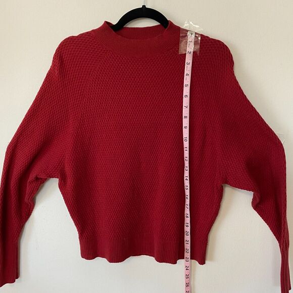 Target Prologue Red Waffle Knit Mock Neck Long Sleeve Sweater S Cotton Wool - Picture 4 of 10